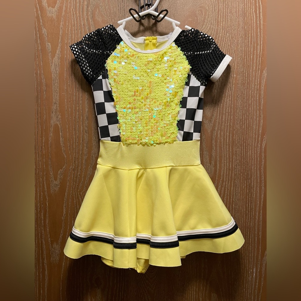 Weissman Yellow and Black Girls Checkered Dance Costume